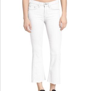 Rag & bone 25 white flare high rise jeans crop